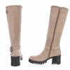 CHAUSSURES FEMME BOTTES HAUTES TALON CARRE CONFORT BIKER BOUCLE SUEDINE MISS MONICA BEIGE