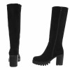 CHAUSSURES FEMME BOTTES HAUTES TALON CARRE CONFORTABLE SUEDINE MISS MICHELLE NOIR