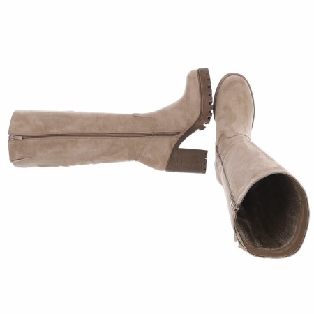 CHAUSSURES FEMME BOTTES HAUTES TALON CARRE CONFORTABLE SUEDINE MISS MICHELLE BEIGE