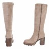 CHAUSSURES FEMME BOTTES HAUTES TALON CARRE CONFORTABLE SUEDINE MISS MICHELLE BEIGE