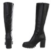 CHAUSSURES FEMME BOTTES HAUTES TALON CARRE CONFORTABLE SIMMI CUIR MISS MICHELLE NOIR