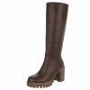 CHAUSSURES FEMME BOTTES HAUTES TALON CARRE CONFORTABLE SIMMI CUIR MISS MICHELLE CHOCO