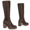 CHAUSSURES FEMME BOTTES HAUTES TALON CARRE CONFORTABLE SIMMI CUIR MISS MICHELLE CHOCO