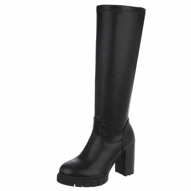 CHAUSSURES FEMME BOTTES HAUTES TALON CARRE HAUT MISS MISSY NOIR