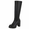 CHAUSSURES FEMME BOTTES HAUTES TALON CARRE HAUT MISS MISSY NOIR