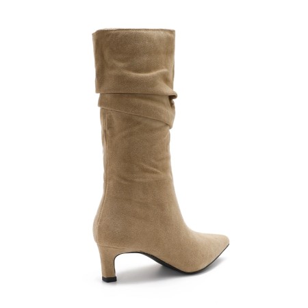 Bottines plissé, bout pointu et petit talon élégant MISS IRIS BEIGE