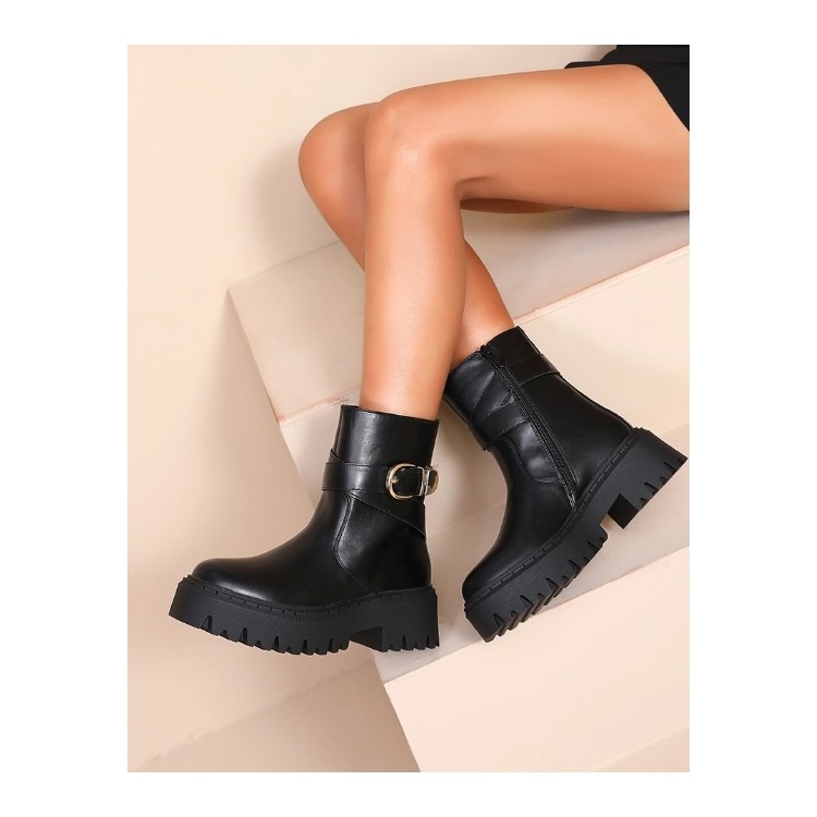 BOTTINES A SEMELLE CHUNKY ET BOUCLE MISS JOYA NOIR