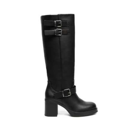 BOTTES AVEC TALONS EPAIS ET BOUCLES DECORATIVES MISS JOYCE NOIR