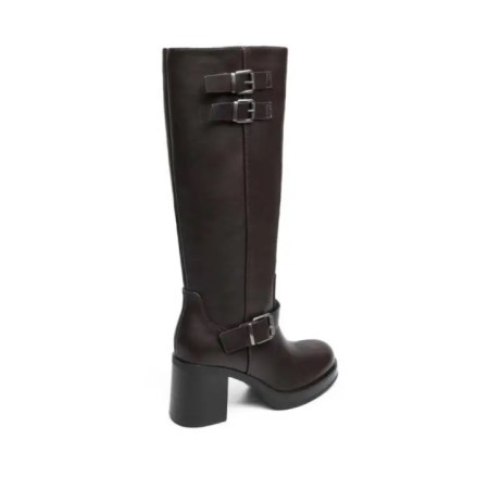 BOTTES AVEC TALONS EPAIS ET BOUCLES DECORATIVES MISS JOYCE MARRON FONCE