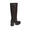 BOTTES AVEC TALONS EPAIS ET BOUCLES DECORATIVES MISS JOYCE MARRON FONCE