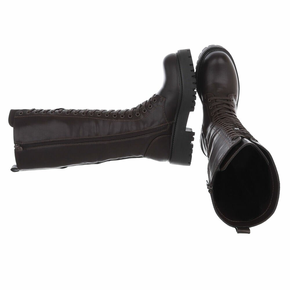 BOTTES HAUTES À LACETS MARRON – ZIP INTÉRIEUR & SEMELLE CRANTÉE MISS AMANDA