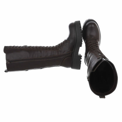 BOTTES HAUTES À LACETS MARRON – ZIP INTÉRIEUR & SEMELLE CRANTÉE MISS AMANDA