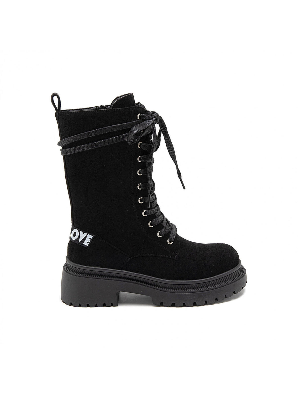 BOOTS SUÉDINE NOIRE LACETS DOUBLE NŒUD SEMELLE PLATEFORME MISS NATE