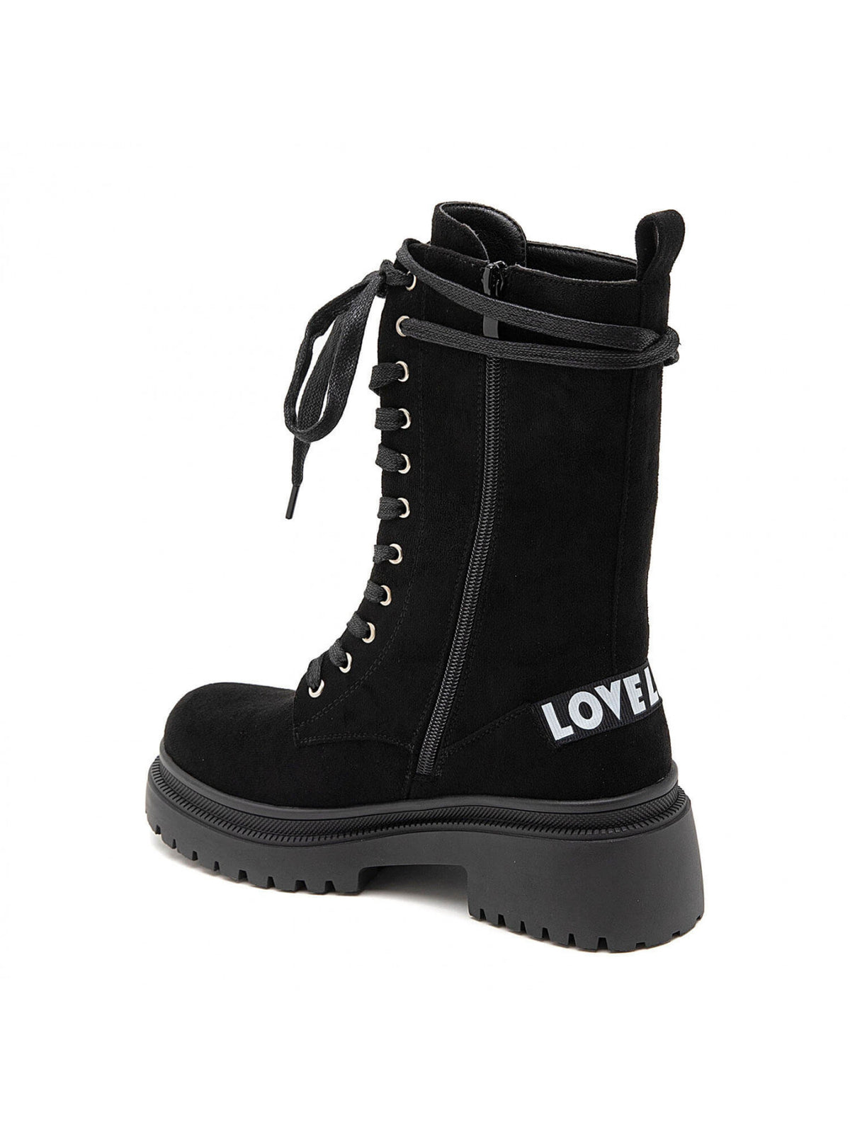 BOOTS SUÉDINE NOIRE LACETS DOUBLE NŒUD SEMELLE PLATEFORME MISS NATE