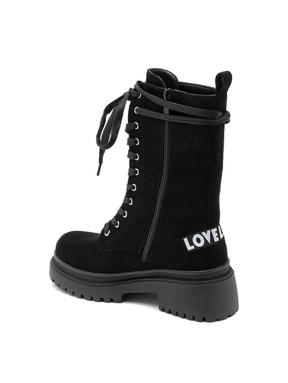 BOOTS SUÉDINE NOIRE LACETS DOUBLE NŒUD SEMELLE PLATEFORME MISS NATE