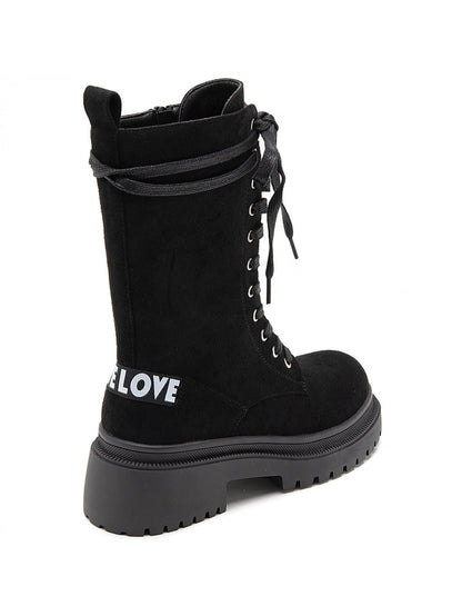 BOOTS SUÉDINE NOIRE LACETS DOUBLE NŒUD SEMELLE PLATEFORME MISS NATE