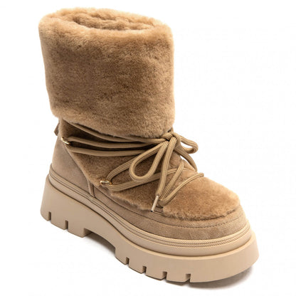 BOOTS SIMILI DAIM CAMEL FAUSSE FOURRURE INTÉGRALE LACETS SEMELLE PLATEFORME – MISS ALMA (Copie)