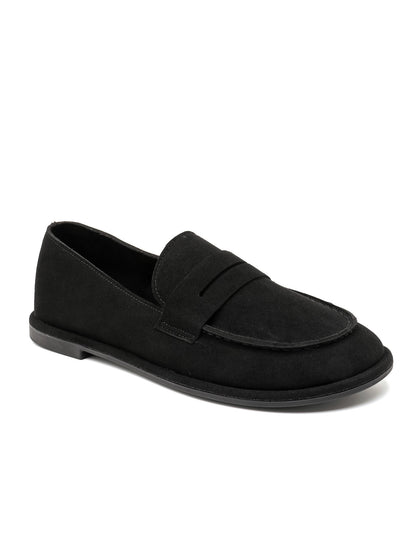 MOCASSINS PENNY LOAFERS EFFET DAIM – MOCASSINS FEMME PLATS CONFORTABLES NOIR