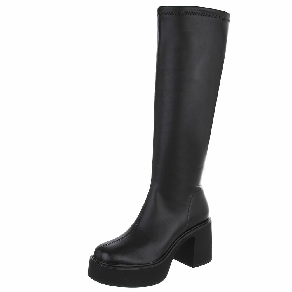 BOTTES HAUTES PLATFORM TALON EPAIS CARRE MISS JUNE NOIR