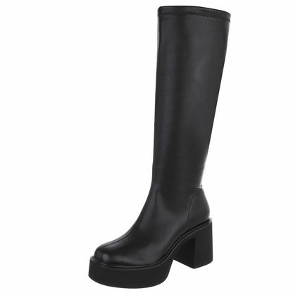 BOTTES HAUTES PLATFORM TALON EPAIS CARRE MISS JUNE NOIR