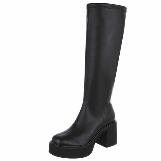BOTTES HAUTES PLATFORM TALON EPAIS CARRE MISS JUNE NOIR