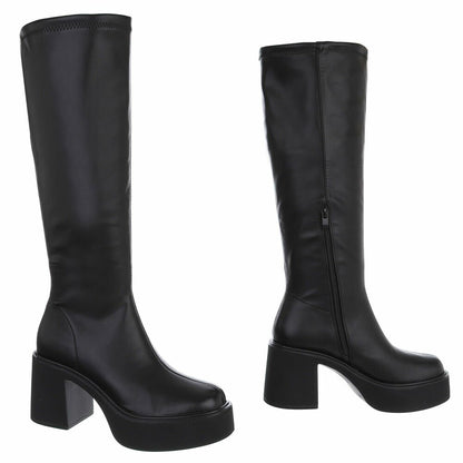 BOTTES HAUTES PLATFORM TALON EPAIS CARRE MISS JUNE NOIR