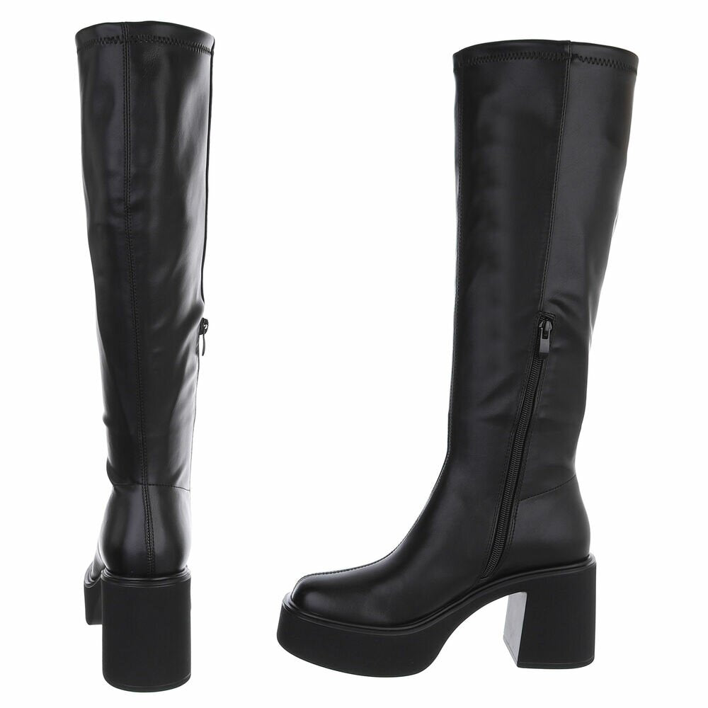 BOTTES HAUTES PLATFORM TALON EPAIS CARRE MISS JUNE NOIR