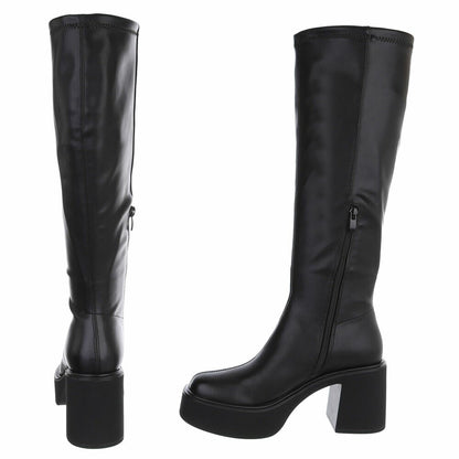 BOTTES HAUTES PLATFORM TALON EPAIS CARRE MISS JUNE NOIR