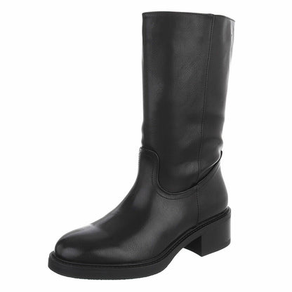 BOTTES BIKER NOIRES SIMILI CUIR PREMIUM – BRIDE AMOVIBLE À ANNEAU MISS ANITA