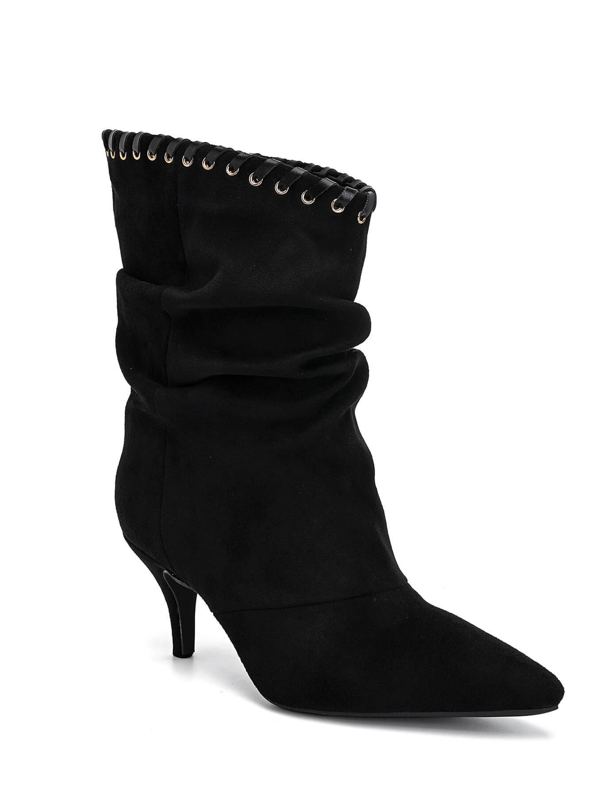 BOTTINES NOIRES SLOUCHY TALON FIN MISS TAMMY