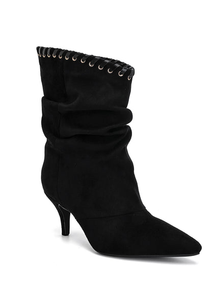 BOTTINES NOIRES SLOUCHY TALON FIN MISS TAMMY