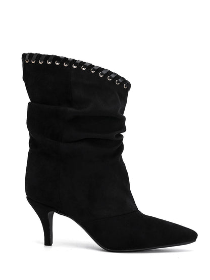 BOTTINES NOIRES SLOUCHY TALON FIN MISS TAMMY