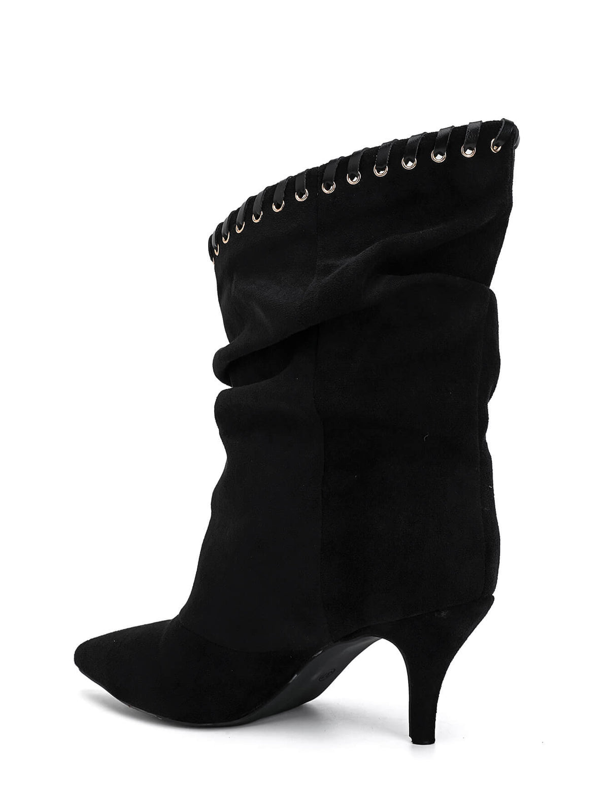 BOTTINES NOIRES SLOUCHY TALON FIN MISS TAMMY