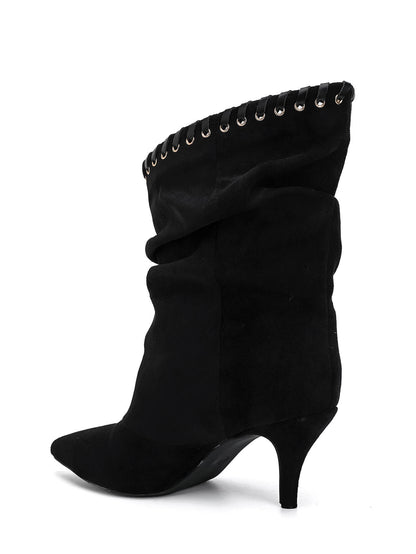 BOTTINES NOIRES SLOUCHY TALON FIN MISS TAMMY