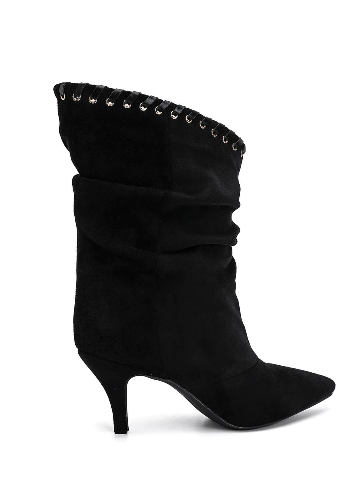 BOTTINES NOIRES SLOUCHY TALON FIN MISS TAMMY