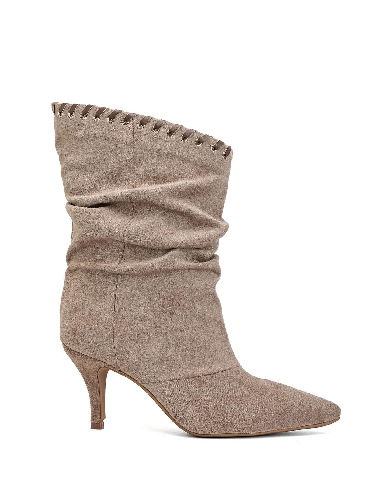 BOTTINES TAUPE BEIGE SLOUCHY TALON FIN MISS TAMMY