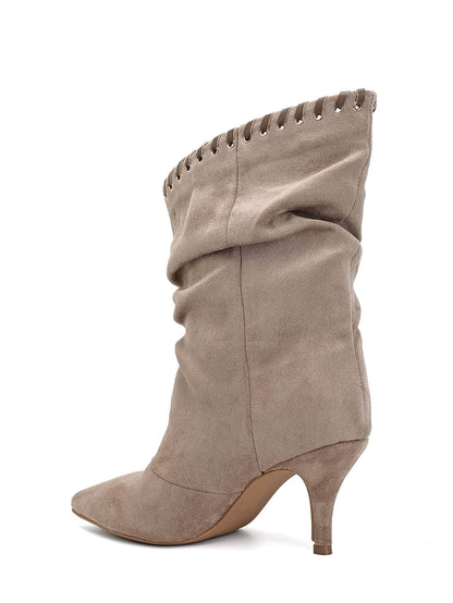 BOTTINES TAUPE BEIGE SLOUCHY TALON FIN MISS TAMMY