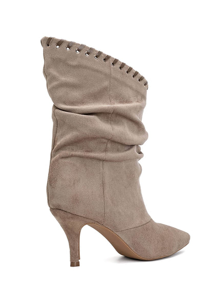 BOTTINES TAUPE BEIGE SLOUCHY TALON FIN MISS TAMMY