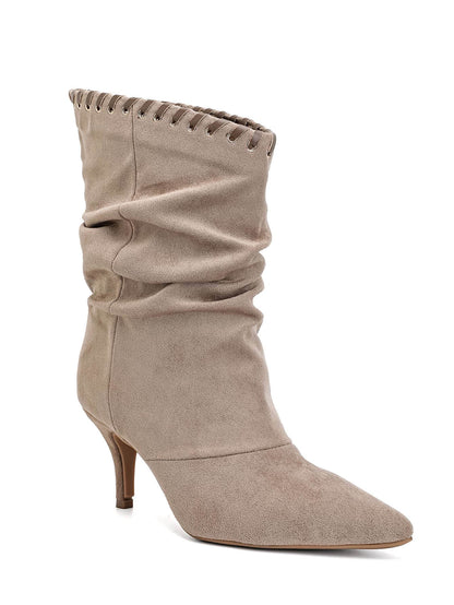 BOTTINES TAUPE BEIGE SLOUCHY TALON FIN MISS TAMMY