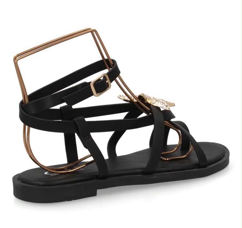 Sandales Bohèmes "Étoile de Mer" - Élégance Dorée & Noir Chic