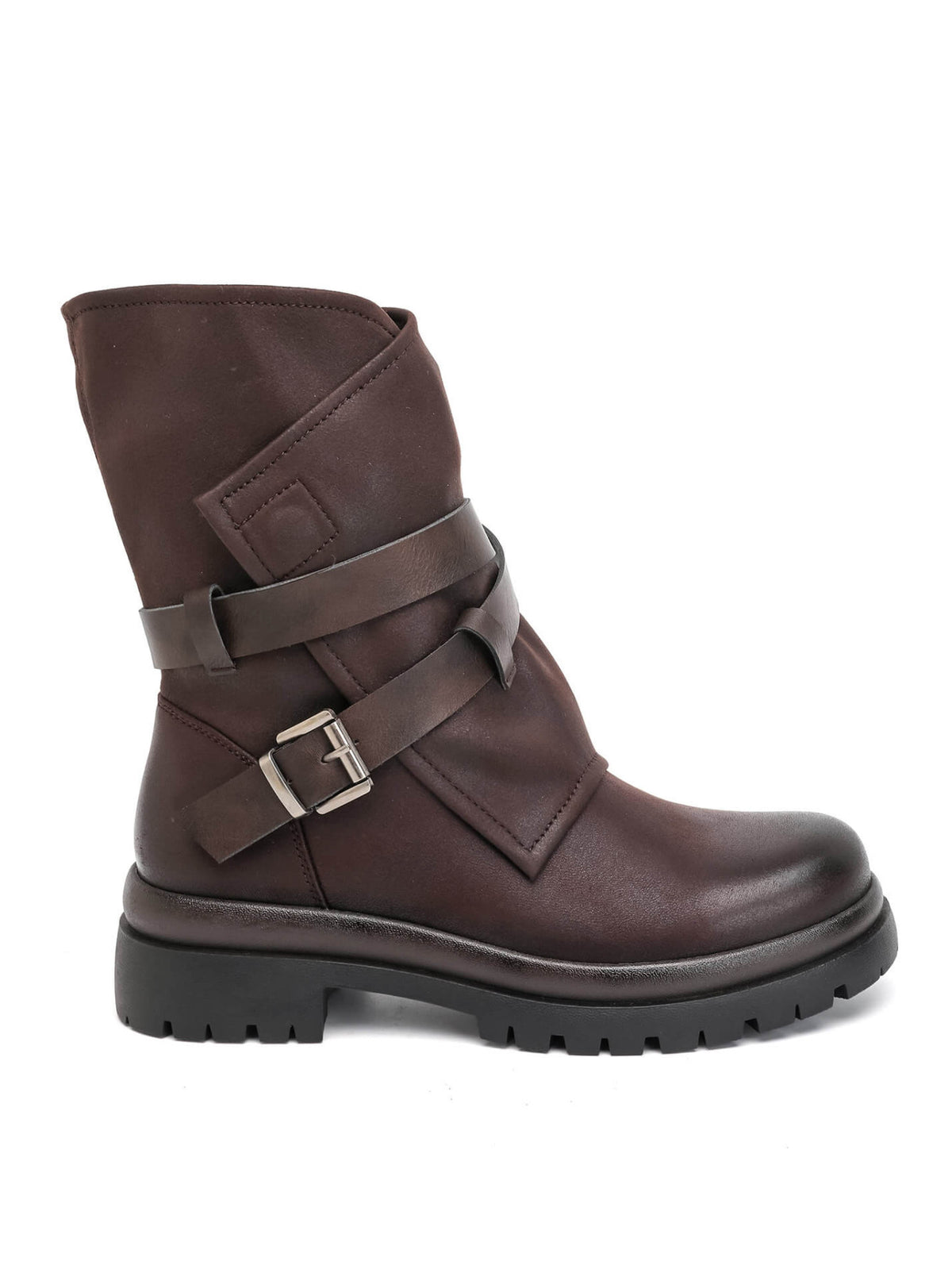 BOOTS MARRON BIKER DOUBLES BOUCLES MISS ALLY