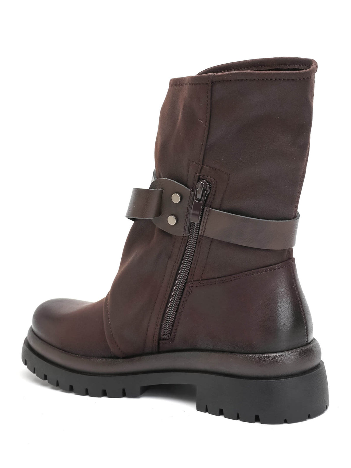 BOOTS MARRON BIKER DOUBLES BOUCLES MISS ALLY