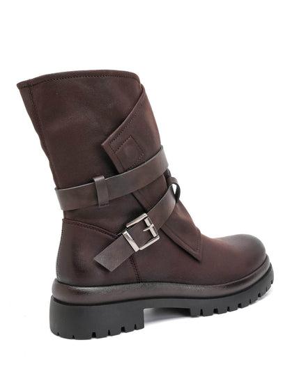 BOOTS MARRON BIKER DOUBLES BOUCLES MISS ALLY