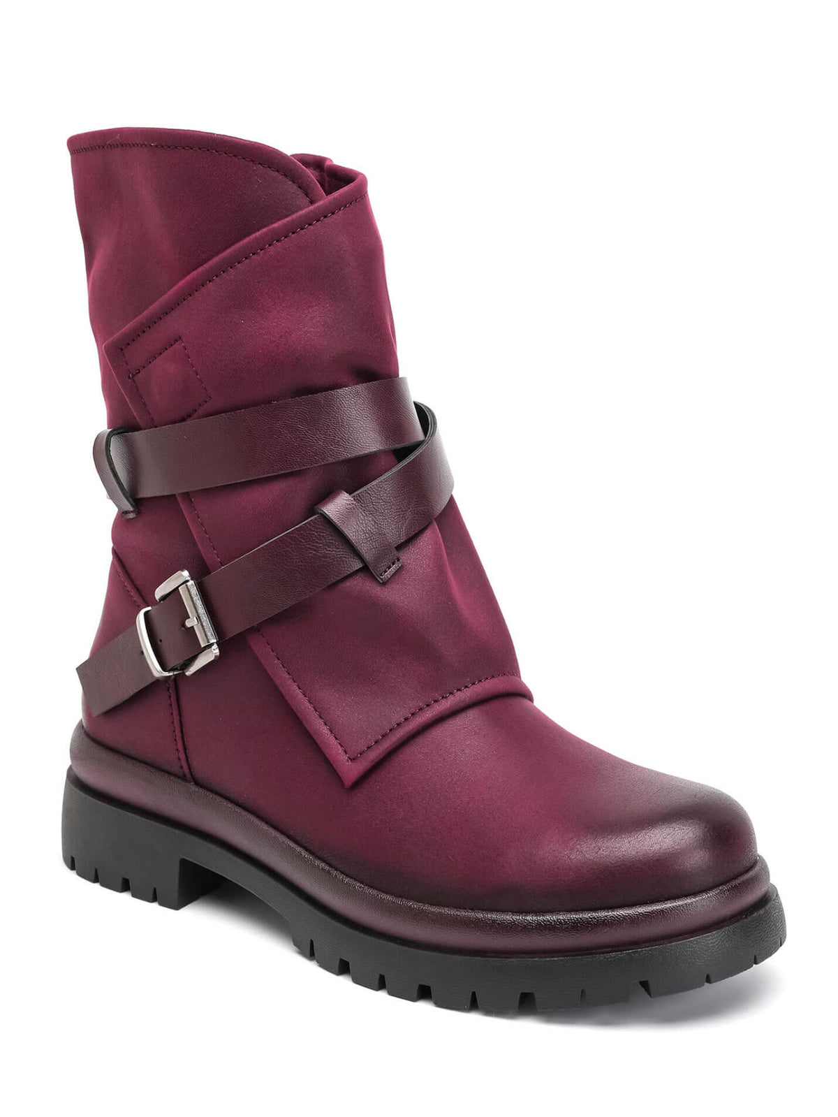 BOOTS BORDEAUX BIKER DOUBLES BOUCLES MISS ALLY