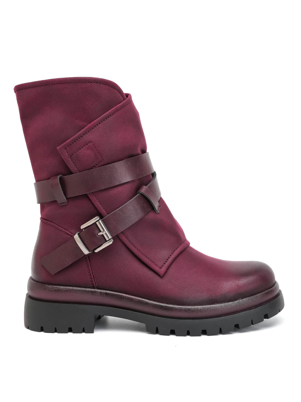 BOOTS BORDEAUX BIKER DOUBLES BOUCLES MISS ALLY