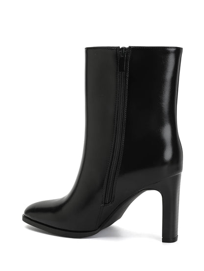 BOTTINES NOIRES FEMME À TALON EFFET CUIR MISS HARPER