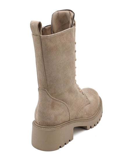 BOOTS SUÉDINE BEIGE TAUPE LACETS CŒUR STRASS SEMELLE PLATEFORME MISS CRISTAL (Copie)