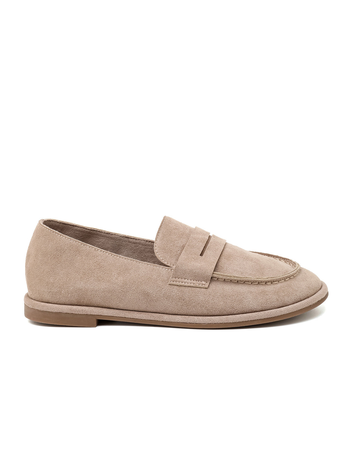 MOCASSINS PENNY LOAFERS EFFET DAIM – MOCASSINS FEMME PLATS CONFORTABLES TAUPE BEIGE
