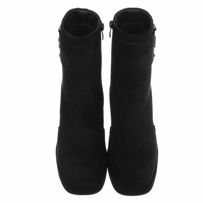 BOTTINES FEMME NOIRES À TALON CARRÉ ET PLATEFORME MISS EMERY