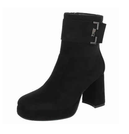 BOTTINES FEMME NOIRES À TALON CARRÉ ET PLATEFORME MISS EMERY